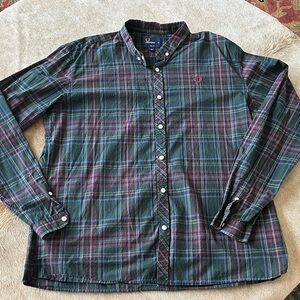Fred Perry Green & Burgundy Plaid Button-Down Shirt